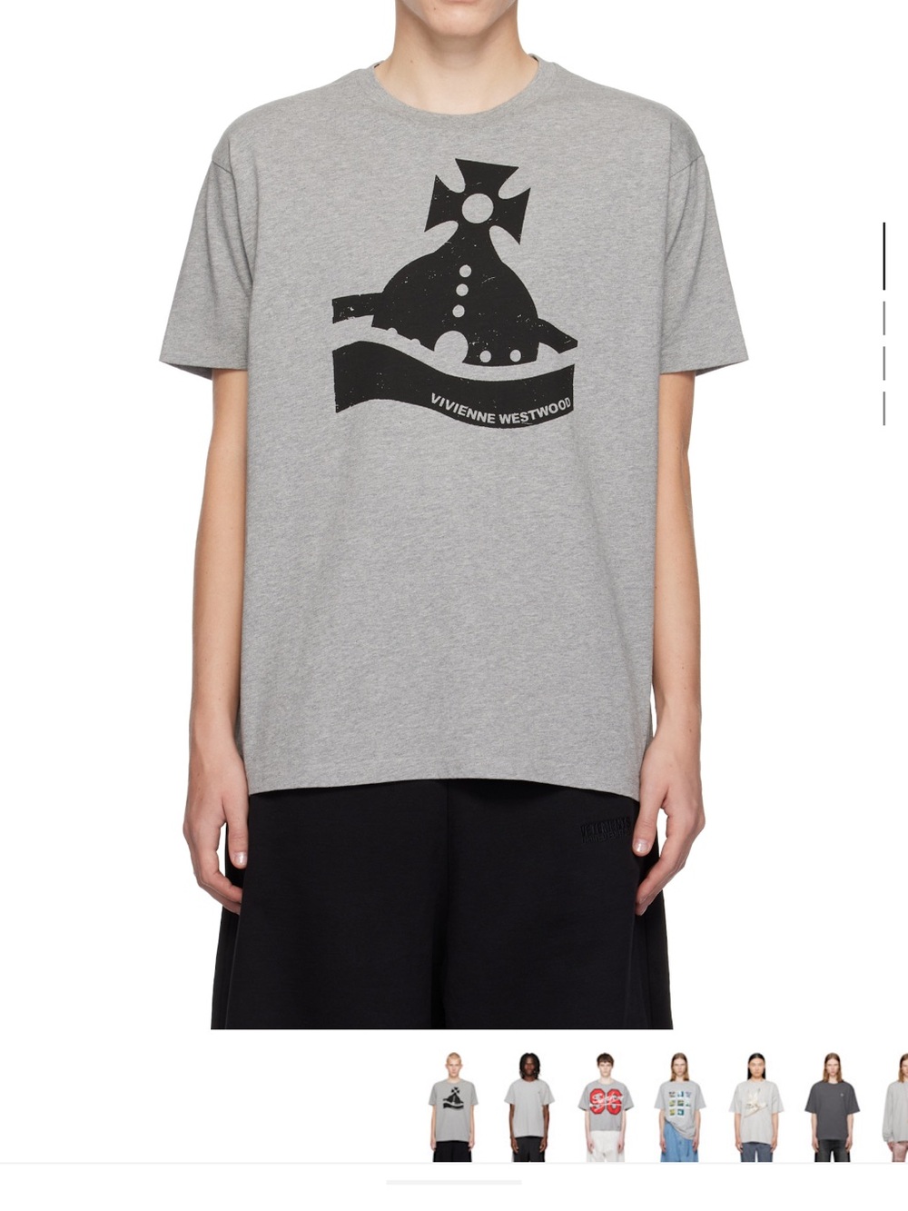 VIVIENNE WESTWOOD Gray Sunken Orb Classic T-Shirt Unisex